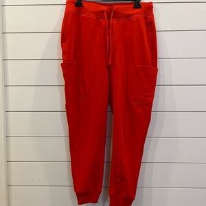 Mandala Bold Orange Jogger Scrub Pants with Drawstring Waist